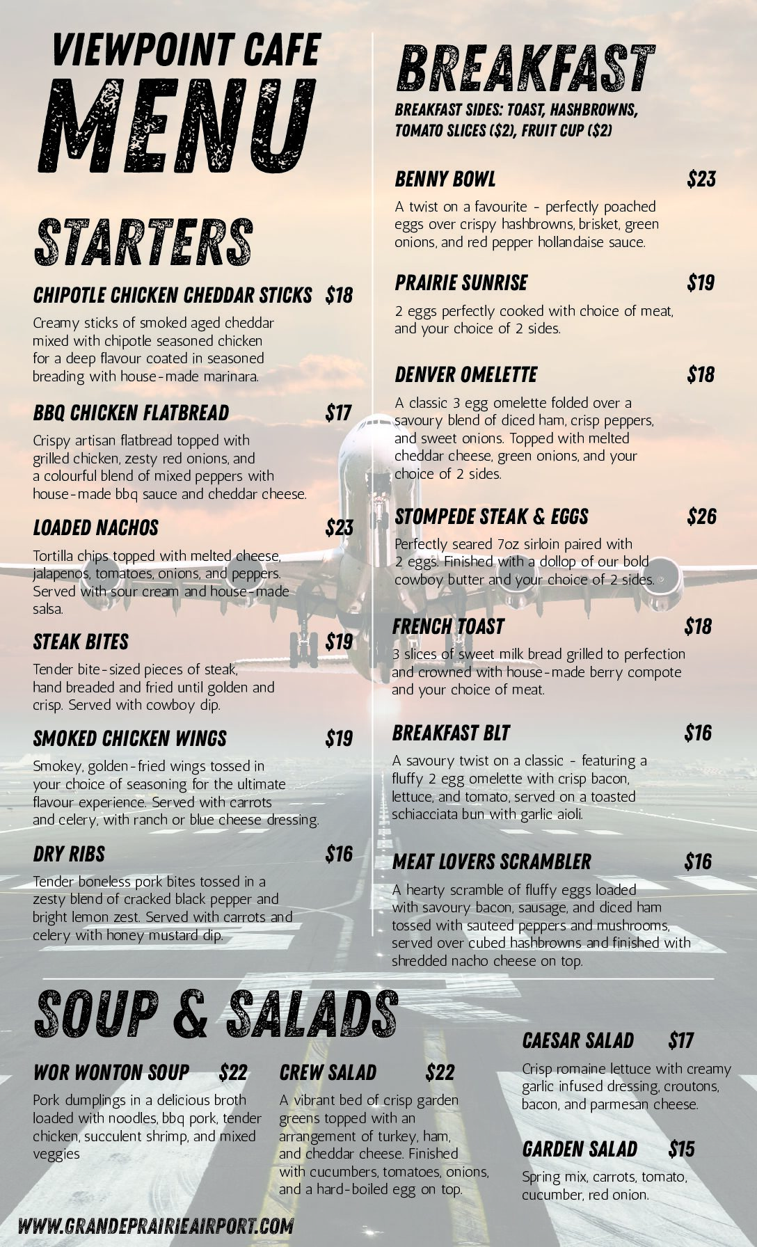 Viewpoint Restaurant Menu